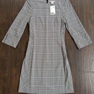 Elegant Black and White Plaid Dress